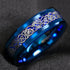 Men 8mm Beveled Edge Comfort-Fit Blue Silver Celtic Dragon Tungsten Wedding Band